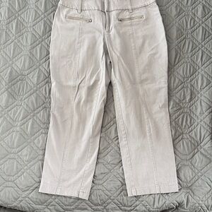 Stylish light grey capri Pants with Zipper Details